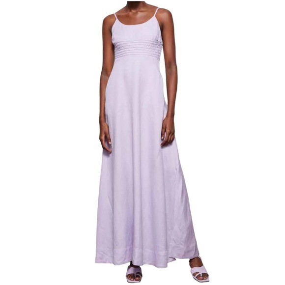 Jonathan Simkhai Prudence Strappy Linen Maxi Dress Lavender Size Small - Picture 1 of 10
